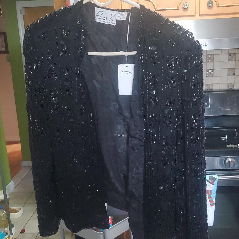 Lina Chic Black Beaded Blazer